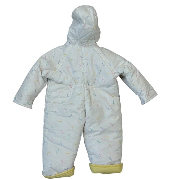 Infant Hooded Winter Snowsuit 6M Yellow & White Teddy Bear Accents Vintage - Picture 4 of 4